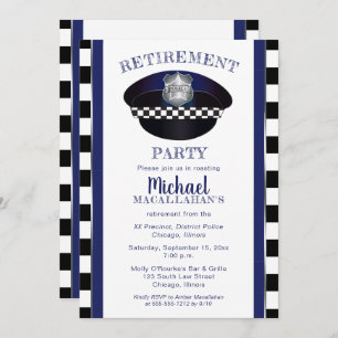 Policeman Police Cop Hat Retirement Party Invitation