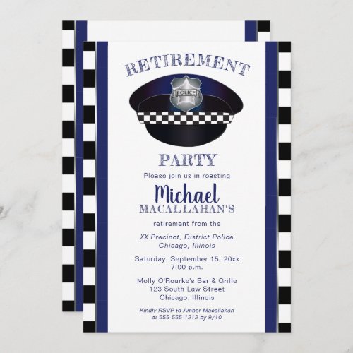 Policeman  Police  Cop Hat Retirement Party Invitation
