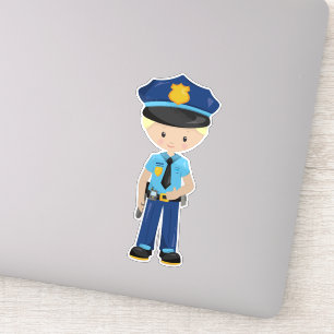 Policeman, Police Officer, Cop, Blond Hair Sticker