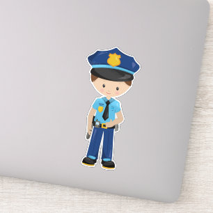 Policeman, Police Officer, Cop, Brown Hair Sticker