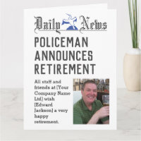 Policeman Retirement Card to Personalise
