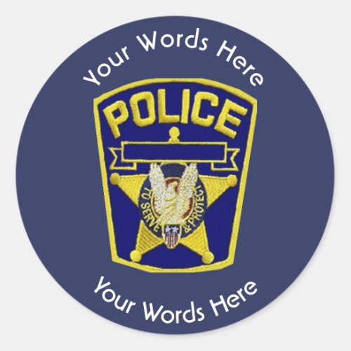 Policemans Shield Custom Classic Round Sticker