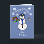 Policeman Snowman Christmas Card Dept. or Personal<br><div class="desc">This card can be from a person, a family, a Police Dept or Station. It just all depends how you want to customize it. The front in the "From XXX" area can be changed to a Police Dept. or Station House. If not, then type in a Family Name or The...</div>