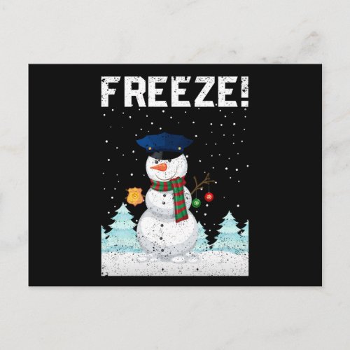 Policeman Snowman Police Navidad Policeman Xmas Postcard