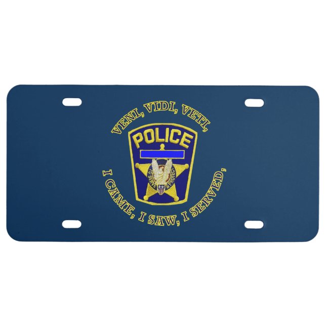 Policeman VVV Custom Shoulder Patch License Plate (Front)