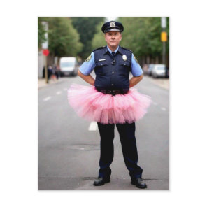 Policeman Wearing Pink Tutu Postcard