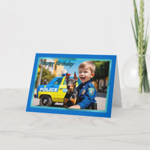 Policeman with Doberman Boy's Birthday Card