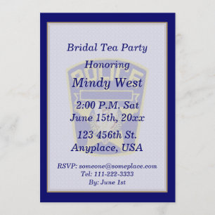 Policemans Bridal Shower Tea Party Invite