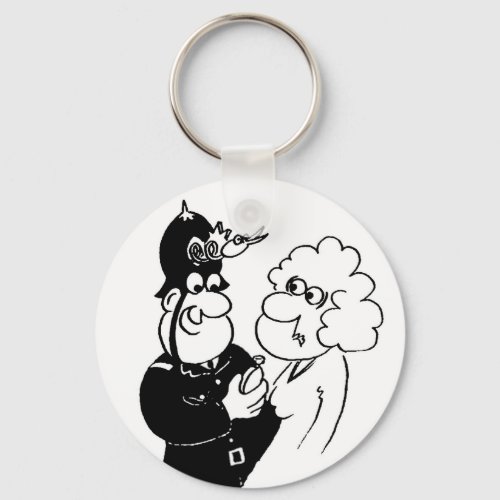 Policemans Cuckoo Clock Helmet Funny Cartoon Keychain