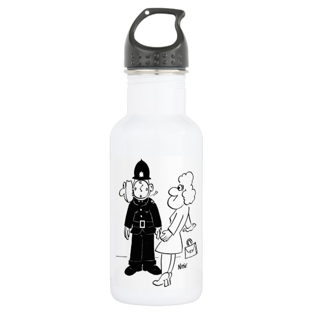 Policeman's Cuckoo Clock Helmet Stainless Steel Water Bottle (Front)