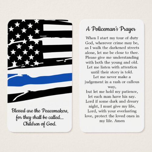 Policemans Prayer Card Law Enforcement Officer