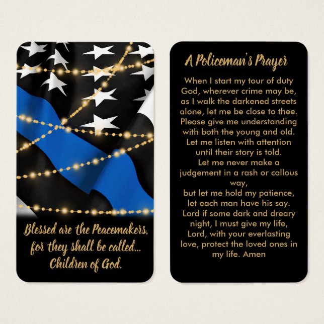 Policeman's Prayer Card Police Graduation Gifts (Front & Back)