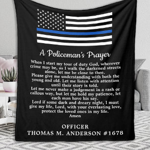 Policeman's Prayer Modern Thin Blue Line Flag Fleece Blanket