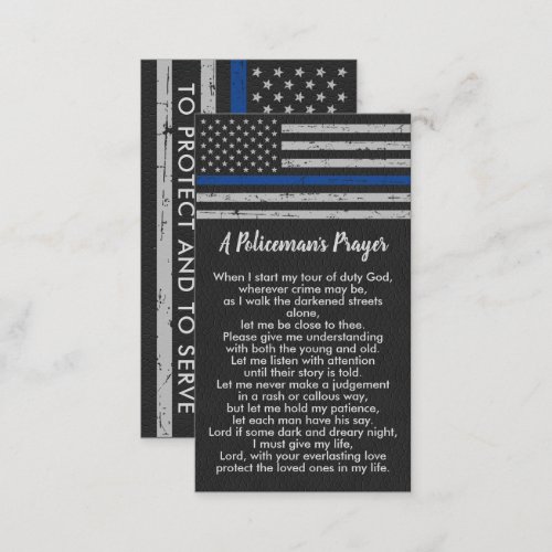 Policemans Prayer Rustic Faux Leather Police Business Card