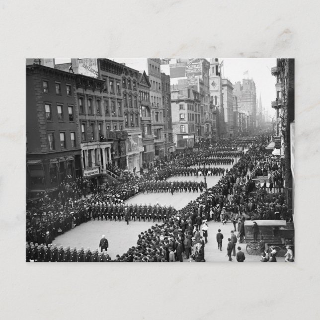 Policemen's Parade on 5th Ave, NYC: 1900 Postcard (Front)