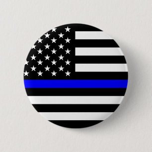policy thin blue line flag USA united states Ameri Button