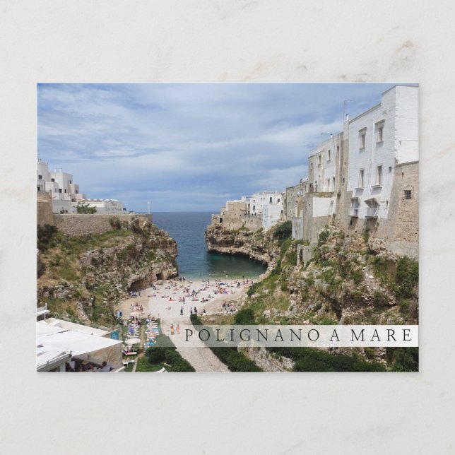 Polignano a Mare city beach in Puglia bar postcard (Front)