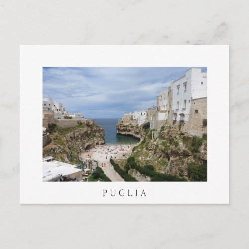 Polignano a Mare city beach Puglia white postcard