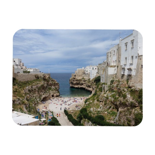 Polignano a Mare city beach rectangular magnet (Horizontal)