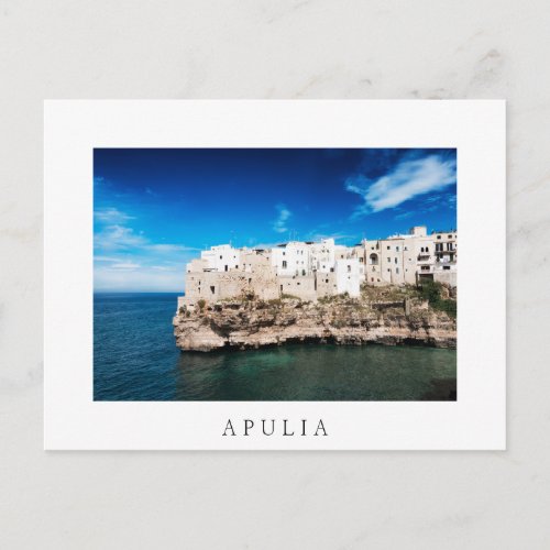 Polignano a Mare houses on a cliff in Apulia Postcard