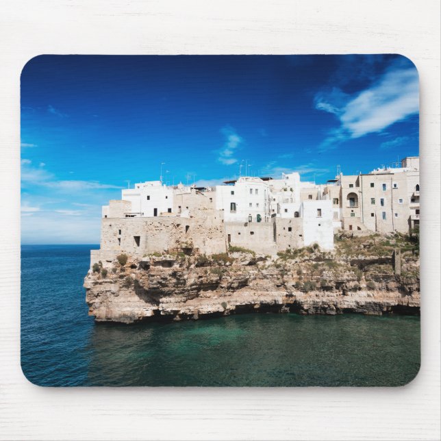 Polignano a Mare houses on a cliff in Puglia Mouse Pad (Front)
