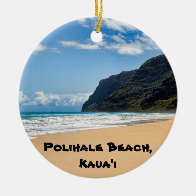 Polihale Kaua'i Keepsake Ceramic Ornament (Front)