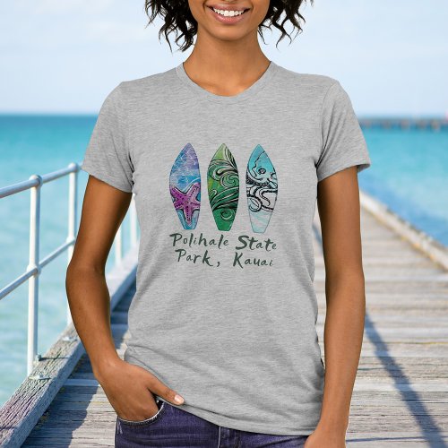 Polihale Kauai Watercolor Surfboards T_Shirt