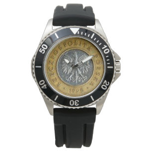 Polish 2 zlotych coin back side on two tone watch
