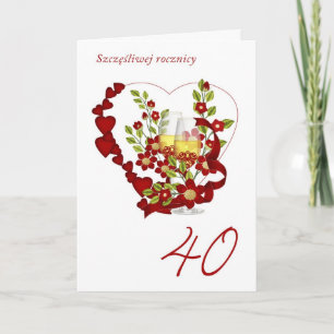 Polish 40th Wedding Anniversary With Champagne Card