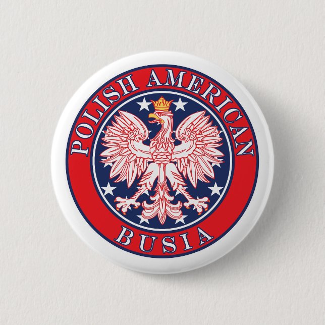 Polish American Busia Pinback Button (Front)