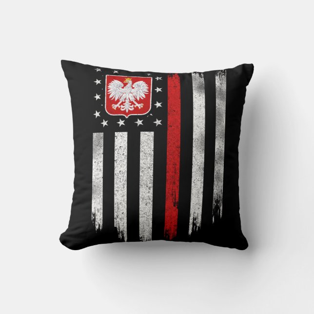 Polish American Flag Combo Poland Usa Polska Throw Pillow (Front)
