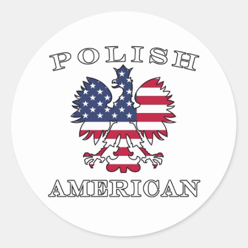 Polish American Flag Eagle Classic Round Sticker