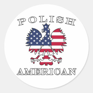 Polish American Flag Eagle Classic Round Sticker
