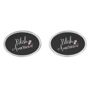 Polish American Flag Heart, Poland Cufflinks