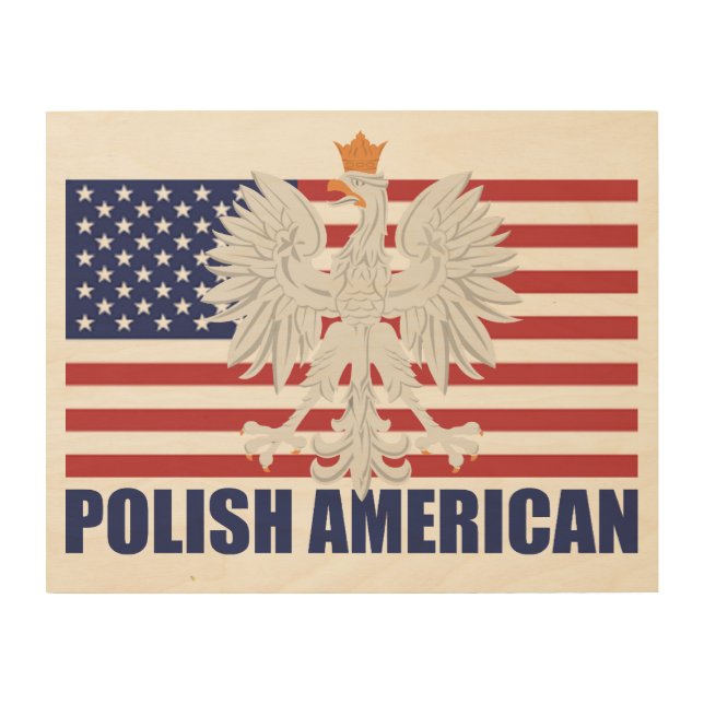 Polish American Flag Wood Wall Art (Front)