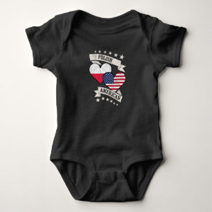 Polish American Heart Flags Poland America Baby Bodysuit
