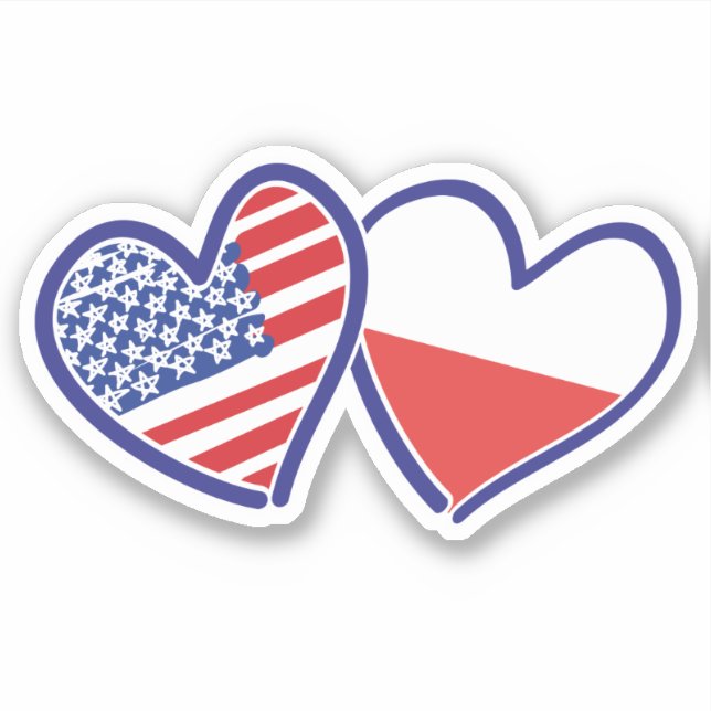Polish American Heart Flags Sticker (Front)
