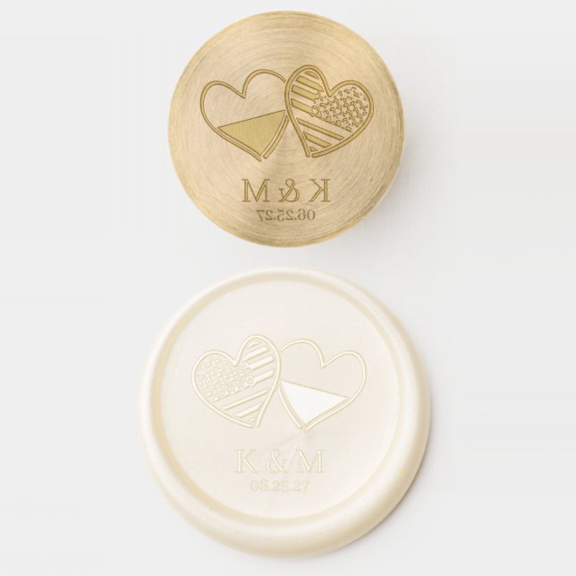 Polish American Heart Flags Wax Seal Stamp (Stamped)