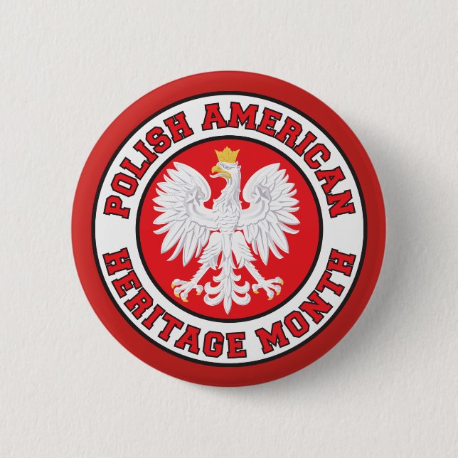 Polish American Heritage Polish White Eagle Button (Front)