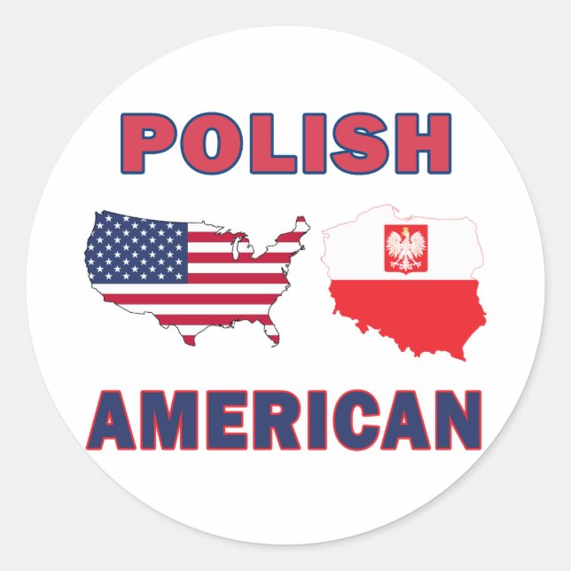 Polish American Map Classic Round Sticker (Front)