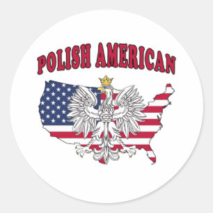 Polish American Map Classic Round Sticker