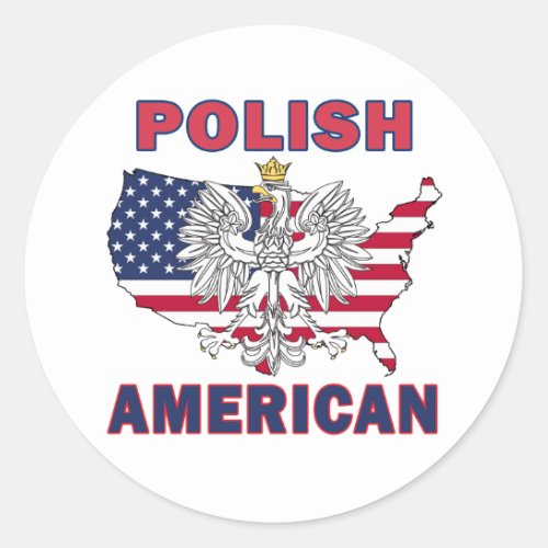 Polish American Map Classic Round Sticker