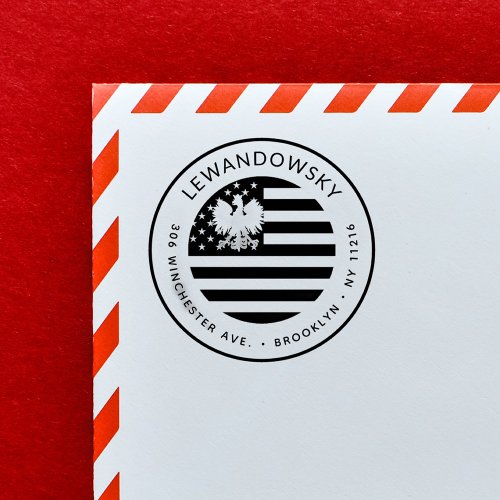 Polish_American Patriotic Return Address Self_inking Stamp