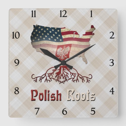 Polish American Roots Square Clock
