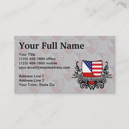 Polish-american Shield Flag Business Card