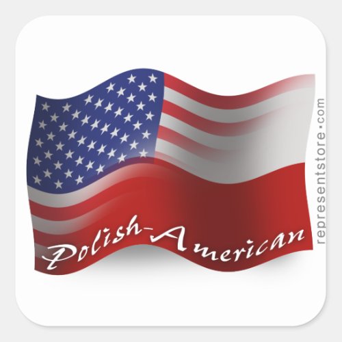 Polish_American Waving Flag Square Sticker