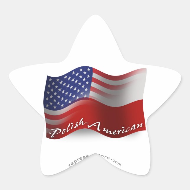 Polish-American Waving Flag Star Sticker (Front)