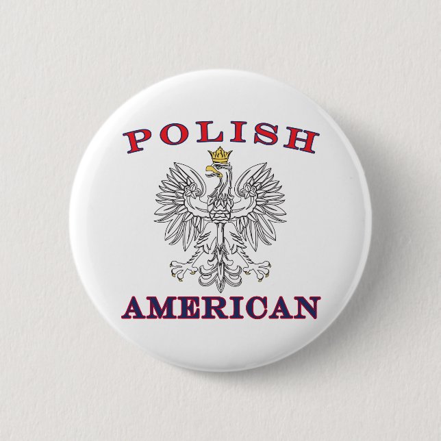 Polish American White Eagle Pinback Button (Front)