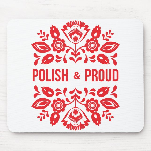 Polish and Proud Poland Polska Red Flowers Mouse Pad (Front)