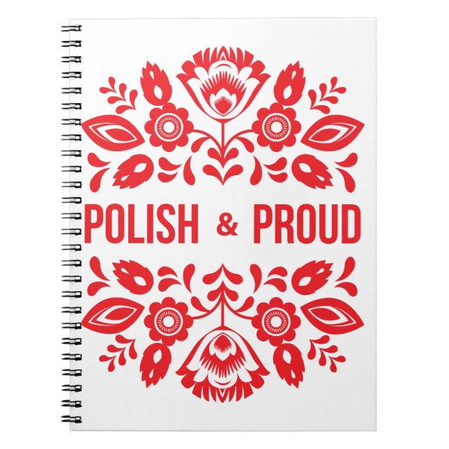 Polish and Proud Poland Polska Red Flowers Notebook (Front)